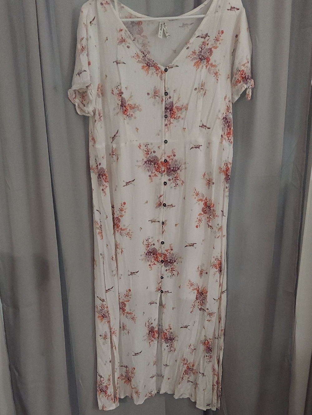 Mudd Cream Dress with Pink & Orange Floral Accents